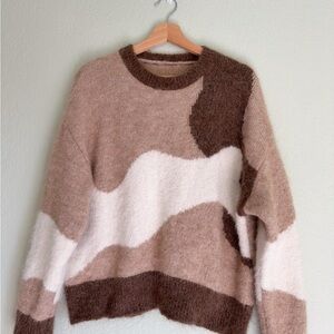 Alpaca blend cardigan mix cream and brown, very warm